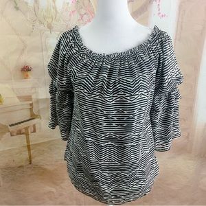NEW White House Black Market Zebra Print layered flutter Blouse